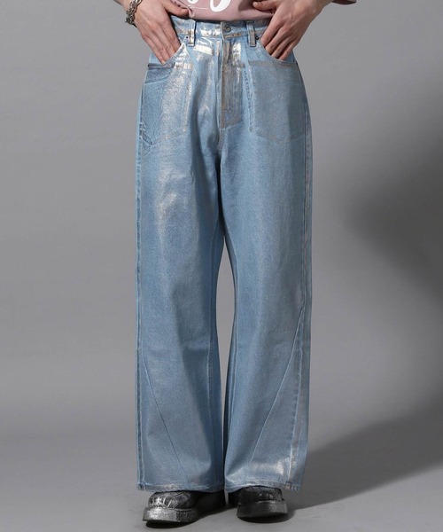 ajouter flow(アジューテフロー)の「【ajouter flow】slash wide denim pants(デニムパンツ・メンズ・ブラック/ライトブルー・M/L)」の22枚目の写真