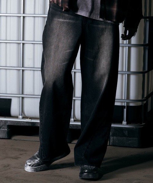 ajouter flow（アジューテフロー）の「【ajouter flow】slash wide denim pants（デニムパンツ・メンズ・ブラック/ライトブルー・M/L）」の20枚目の写真