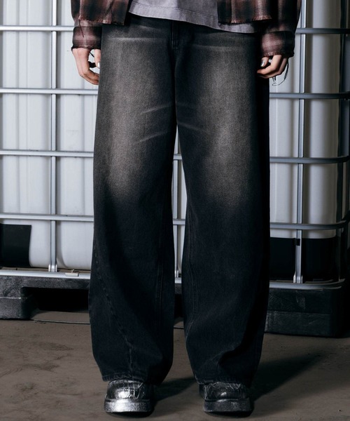 ajouter flow（アジューテフロー）の「【ajouter flow】slash wide denim pants（デニムパンツ・メンズ・ブラック/ライトブルー・M/L）」の21枚目の写真
