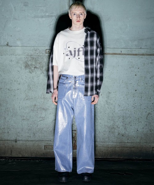 ajouter flow(アジューテフロー)の「【ajouter flow】slash wide denim pants(デニムパンツ・メンズ・ブラック/ライトブルー・M/L)」の3枚目の写真