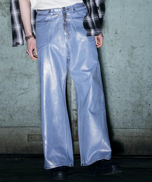 ajouter flow(アジューテフロー)の「【ajouter flow】slash wide denim pants(デニムパンツ・メンズ・ブラック/ライトブルー・M/L)」の7枚目の写真