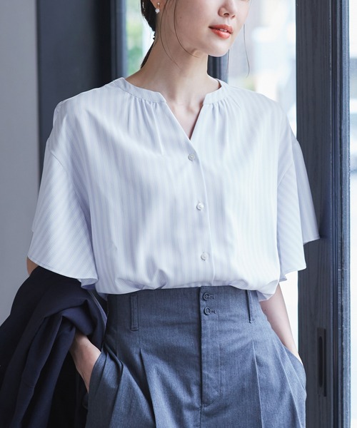 ROPE' PICNIC(ロペピクニック)の「フレンチスキッパーブラウス(シャツ/ブラウス・レディース・オフホワイト/ホワイト系その他5/サックスブルー/ネイビー/ライトグリーン・36/38)」の5枚目の写真