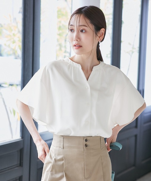 ROPE' PICNIC(ロペピクニック)の「フレンチスキッパーブラウス(シャツ/ブラウス・レディース・オフホワイト/ホワイト系その他5/サックスブルー/ネイビー/ライトグリーン・36/38)」の8枚目の写真