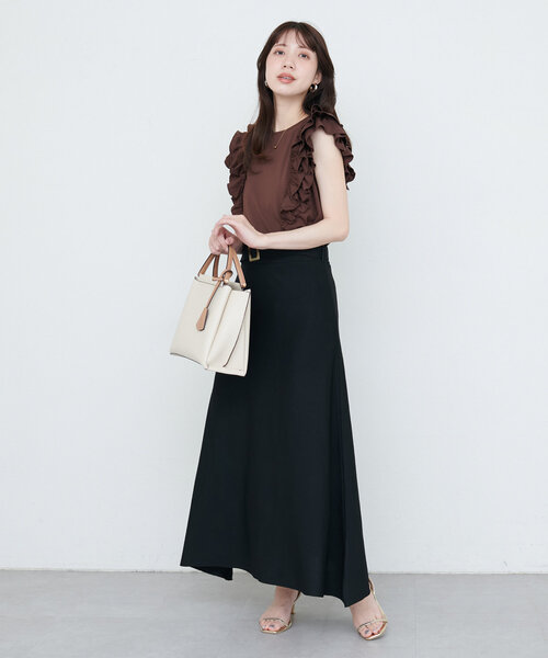 NATURAL BEAUTY ベルト付きフレアスカート M Amazon.co.jp: [ナチュラルビューティーベーシック] ボタン