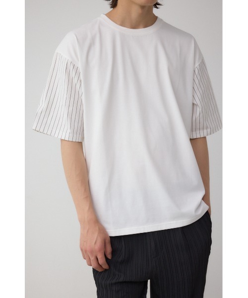 AZUL by moussy(アズールバイマウジー)の「異素材スウィッチングトップス(Tシャツ/カットソー・メンズ・ホワイト系その他/ベージュ系その他/ブラック系その他・MEDIUM/LARGE)」の1枚目の写真