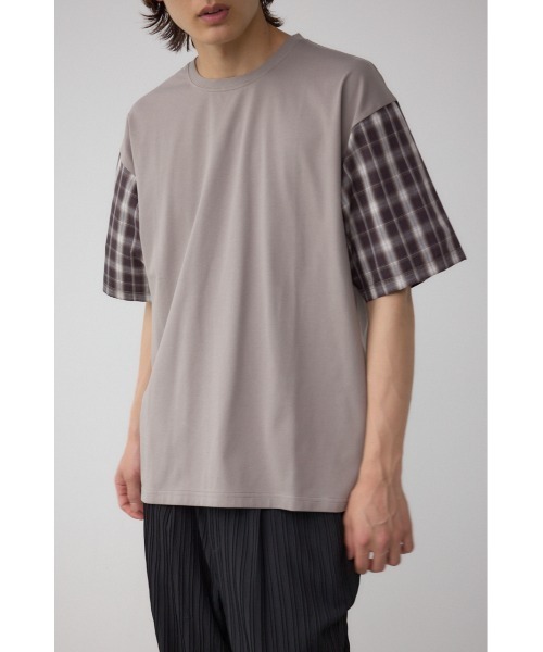 セール】異素材スウィッチングトップス（Tシャツ/カットソー