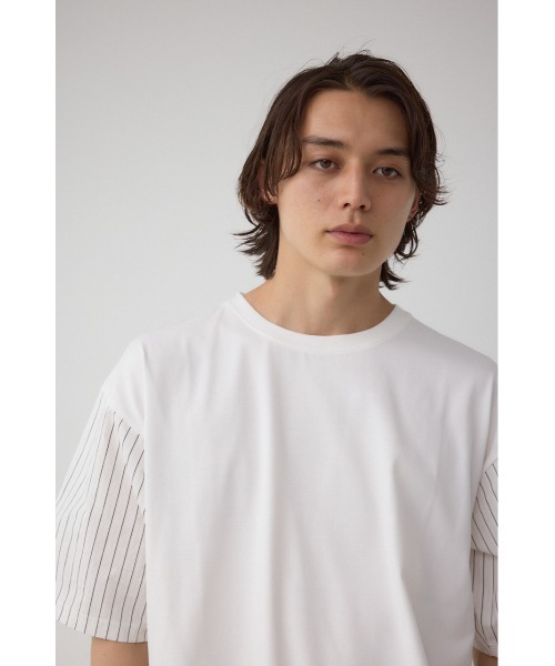 AZUL by moussy(アズールバイマウジー)の「異素材スウィッチングトップス(Tシャツ/カットソー・メンズ・ホワイト系その他/ベージュ系その他/ブラック系その他・MEDIUM/LARGE)」の4枚目の写真