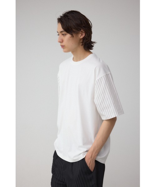 AZUL by moussy(アズールバイマウジー)の「異素材スウィッチングトップス(Tシャツ/カットソー・メンズ・ホワイト系その他/ベージュ系その他/ブラック系その他・MEDIUM/LARGE)」の5枚目の写真