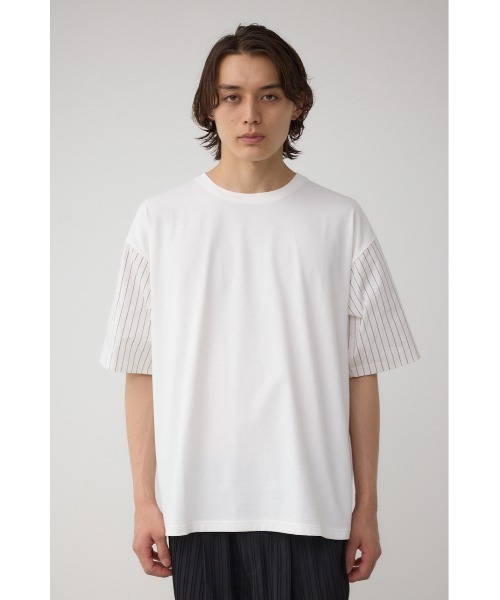 AZUL by moussy(アズールバイマウジー)の「異素材スウィッチングトップス(Tシャツ/カットソー・メンズ・ホワイト系その他/ベージュ系その他/ブラック系その他・MEDIUM/LARGE)」の7枚目の写真