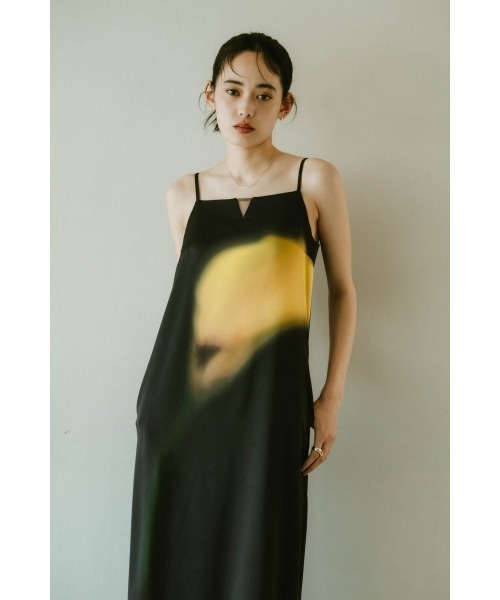 【KnuthMarf】flower print satin dress flower print satin dress/black | KNUTH MARF