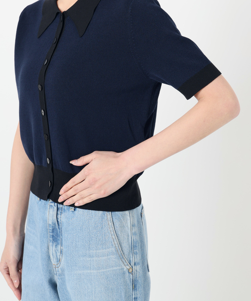 【自宅試着のみ】イエナIENA Bポロシャツニット ネイビー 自宅試着のみ】イエナIENA Bポロシャツニット ネイビー B