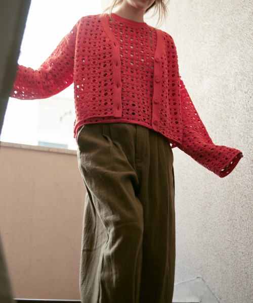 RNA-N(アールエヌエーエヌ)の「K2720 ランダムホールカーデ(カーディガン/ボレロ・レディース・杢グレー/キャメル/レッド・FREE)」の17枚目の写真