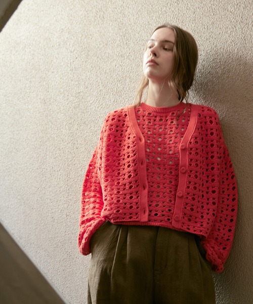 RNA-N(アールエヌエーエヌ)の「K2720 ランダムホールカーデ(カーディガン/ボレロ・レディース・杢グレー/キャメル/レッド・FREE)」の18枚目の写真