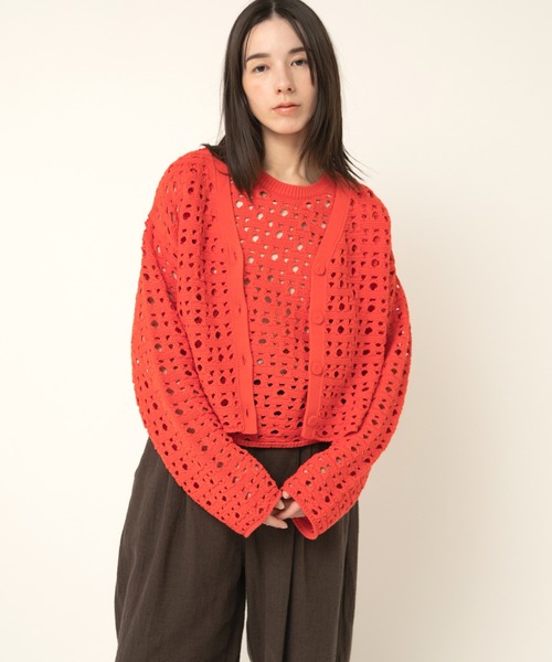 RNA-N(アールエヌエーエヌ)の「K2720 ランダムホールカーデ(カーディガン/ボレロ・レディース・杢グレー/キャメル/レッド・FREE)」の8枚目の写真