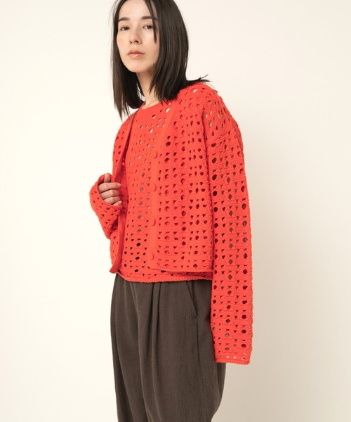 RNA-N(アールエヌエーエヌ)の「K2720 ランダムホールカーデ(カーディガン/ボレロ・レディース・杢グレー/キャメル/レッド・FREE)」の9枚目の写真