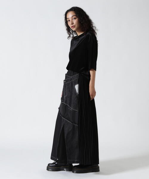 AULA AILA（アウラアイラ）の「AULA AILA（アウラ アイラ）別注デニムコンビネーションプリーツスカート（スカート・レディース・ホワイト/ブラック・0/1）」の22枚目の写真