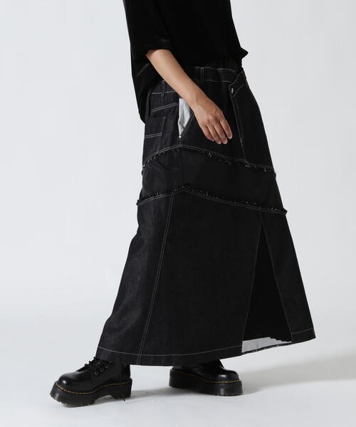 AULA AILA（アウラアイラ）の「AULA AILA（アウラ アイラ）別注デニムコンビネーションプリーツスカート（スカート・レディース・ホワイト/ブラック・0/1）」の20枚目の写真