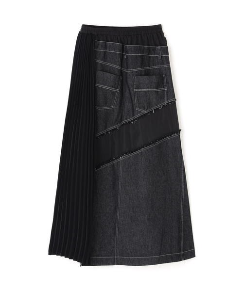 AULA AILA（アウラアイラ）の「AULA AILA（アウラ アイラ）別注デニムコンビネーションプリーツスカート（スカート・レディース・ホワイト/ブラック・0/1）」の3枚目の写真