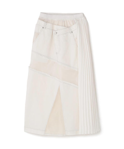 AULA AILA（アウラアイラ）の「AULA AILA（アウラ アイラ）別注デニムコンビネーションプリーツスカート（スカート・レディース・ホワイト/ブラック・0/1）」の5枚目の写真