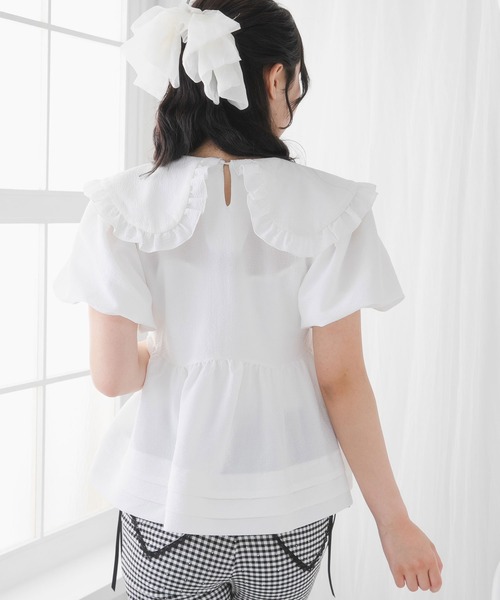 DearMyLoveRose(ディアマイラブローズ)の「ビッグカラーリボンペプラムブラウス【大きいサイズ有り】(シャツ/ブラウス・レディース・ベビーピンク/ブラック/ホワイト・3L/LL/LARGE/MEDIUM)」の6枚目の写真