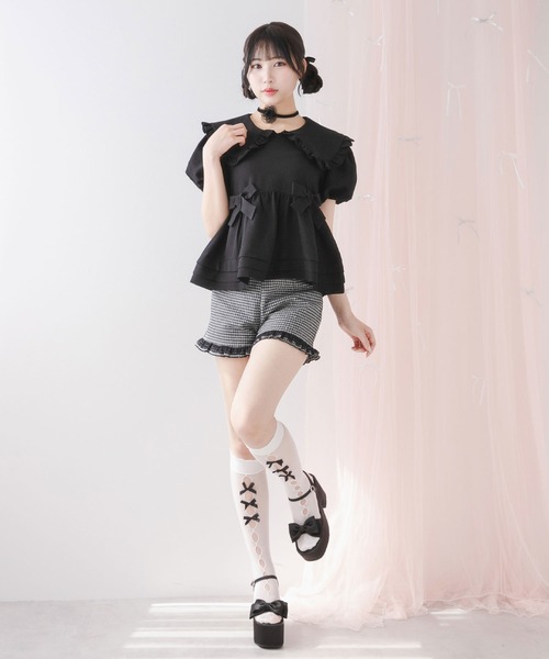 DearMyLoveRose(ディアマイラブローズ)の「ビッグカラーリボンペプラムブラウス【大きいサイズ有り】(シャツ/ブラウス・レディース・ベビーピンク/ブラック/ホワイト・3L/LL/LARGE/MEDIUM)」の11枚目の写真