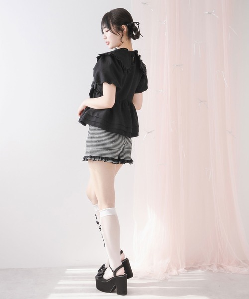 DearMyLoveRose(ディアマイラブローズ)の「ビッグカラーリボンペプラムブラウス【大きいサイズ有り】(シャツ/ブラウス・レディース・ベビーピンク/ブラック/ホワイト・3L/LL/LARGE/MEDIUM)」の12枚目の写真