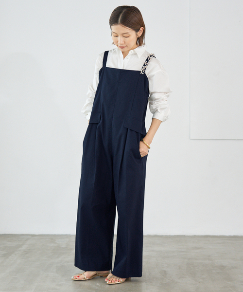 23SS IENA maisonコンパクトツイルサロペット 36 黒 レディース 23SS IENA maisonコンパクトツイルサロペット 36 黒 レディース