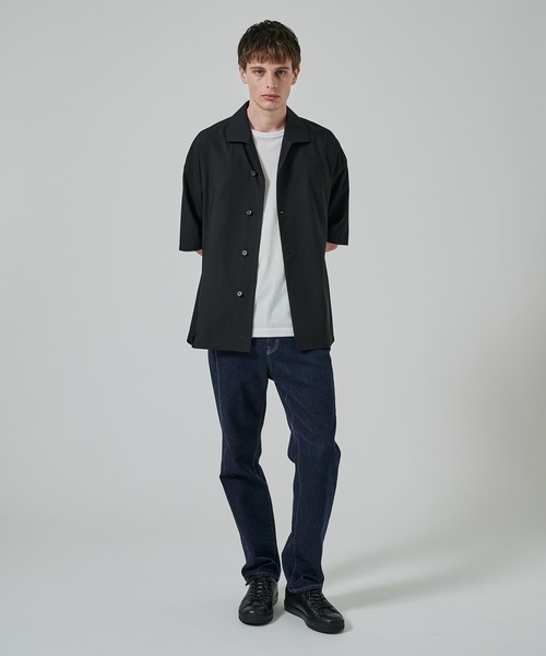 STUDIOUS（ステュディオス）の「【涼しいウール】COOL WOOL SHIRTS JACKET S.S（シャツ/ブラウス・メンズ・ブラック/ダークグリーン・1/2）」の4枚目の写真
