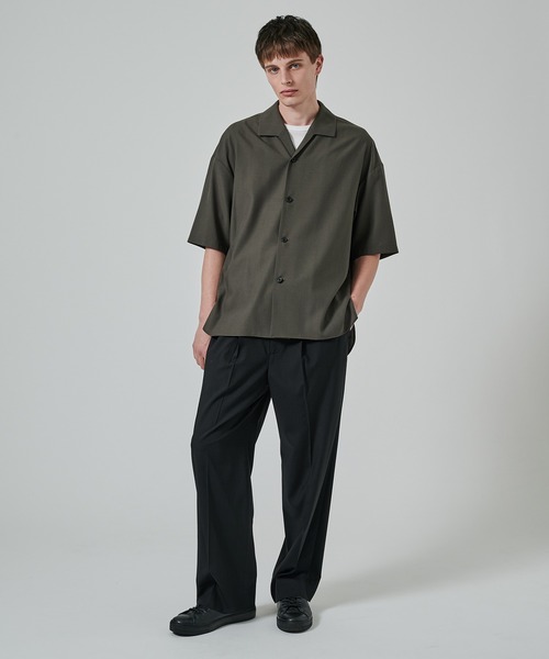 STUDIOUS（ステュディオス）の「【涼しいウール】COOL WOOL SHIRTS JACKET S.S（シャツ/ブラウス・メンズ・ブラック/ダークグリーン・1/2）」の8枚目の写真