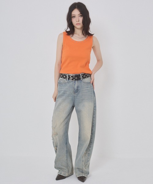 ENVYM（アンビー）の「スタッズポイントタンクトップ（タンクトップ・レディース・ホワイト/ブラック/オレンジ・FREE）」の17枚目の写真