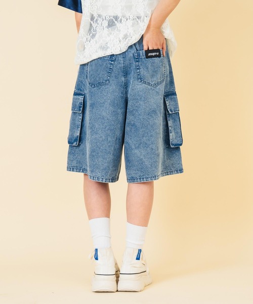 ANAP GiRL(アナップガール)の「ANAPR+S カーゴデニムハーフパンツ【ユニセックス】(デニムパンツ・キッズ・ブルー/ライトブルー・M/S/XS)」の6枚目の写真