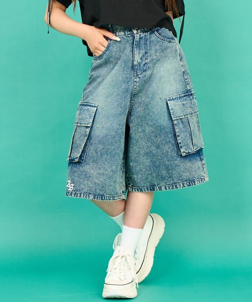 ANAP GiRL(アナップガール)の「ANAPR+S カーゴデニムハーフパンツ【ユニセックス】(デニムパンツ・キッズ・ブルー/ライトブルー・M/S/XS)」の20枚目の写真
