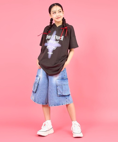 ANAP GiRL(アナップガール)の「ANAPR+S カーゴデニムハーフパンツ【ユニセックス】(デニムパンツ・キッズ・ブルー/ライトブルー・M/S/XS)」の14枚目の写真