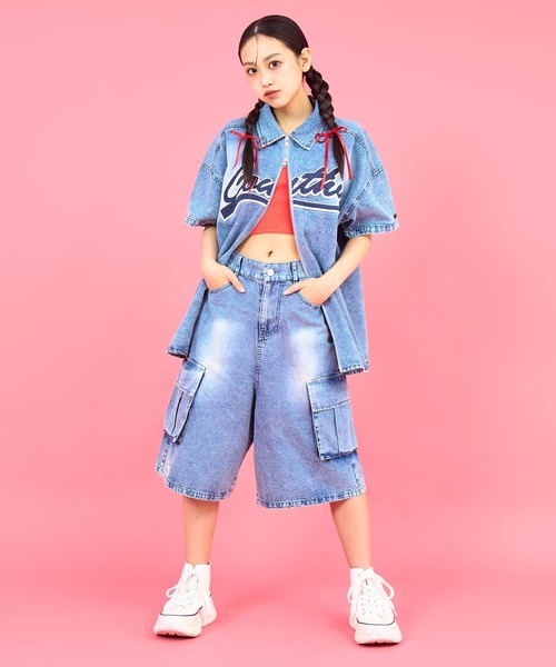 ANAP GiRL(アナップガール)の「ANAPR+S カーゴデニムハーフパンツ【ユニセックス】(デニムパンツ・キッズ・ブルー/ライトブルー・M/S/XS)」の13枚目の写真