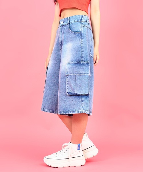 ANAP GiRL(アナップガール)の「ANAPR+S カーゴデニムハーフパンツ【ユニセックス】(デニムパンツ・キッズ・ブルー/ライトブルー・M/S/XS)」の10枚目の写真