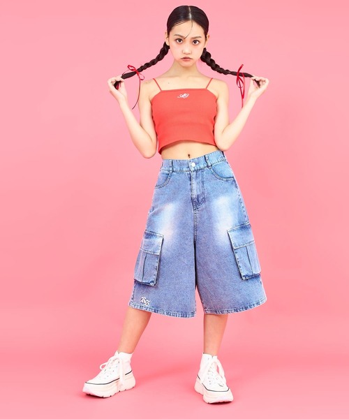 ANAP GiRL(アナップガール)の「ANAPR+S カーゴデニムハーフパンツ【ユニセックス】(デニムパンツ・キッズ・ブルー/ライトブルー・M/S/XS)」の12枚目の写真
