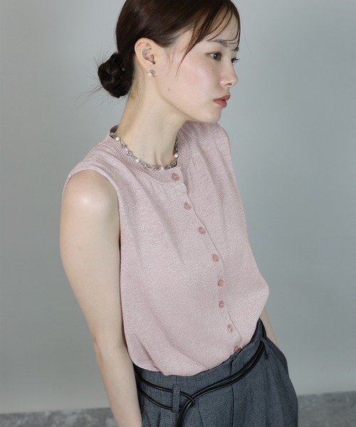 J by blue(ジェイバイブルー)の「ラメニットベスト(ベスト・レディース・ピンク/ベージュ/ブラック・MEDIUM)」の3枚目の写真