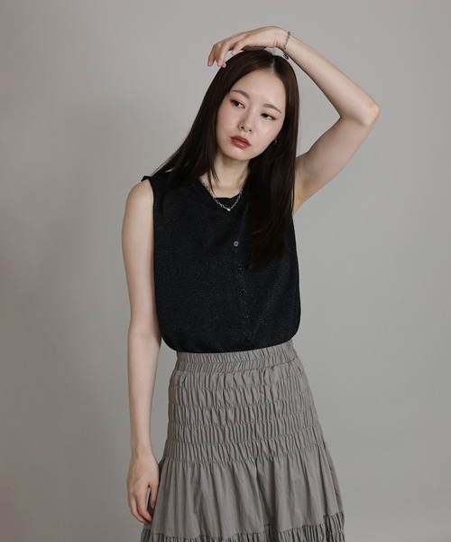 J by blue(ジェイバイブルー)の「ラメニットベスト(ベスト・レディース・ピンク/ベージュ/ブラック・MEDIUM)」の19枚目の写真