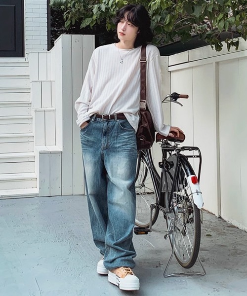 NOWLE(ノウル)の「【NOWLE】ベルベット ラウンドネック ロングスリーブ Tシャツ(Tシャツ/カットソー・メンズ・グレー/オフホワイト・LARGE/X-LARGE/MEDIUM)」の5枚目の写真
