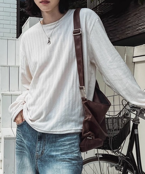 NOWLE(ノウル)の「【NOWLE】ベルベット ラウンドネック ロングスリーブ Tシャツ(Tシャツ/カットソー・メンズ・グレー/オフホワイト・LARGE/X-LARGE/MEDIUM)」の11枚目の写真