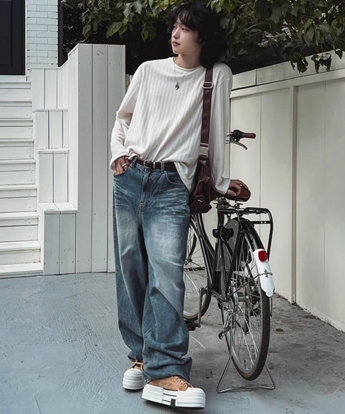 NOWLE(ノウル)の「【NOWLE】ベルベット ラウンドネック ロングスリーブ Tシャツ(Tシャツ/カットソー・メンズ・グレー/オフホワイト・LARGE/X-LARGE/MEDIUM)」の12枚目の写真