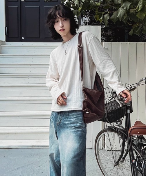 NOWLE(ノウル)の「【NOWLE】ベルベット ラウンドネック ロングスリーブ Tシャツ(Tシャツ/カットソー・メンズ・グレー/オフホワイト・LARGE/X-LARGE/MEDIUM)」の14枚目の写真