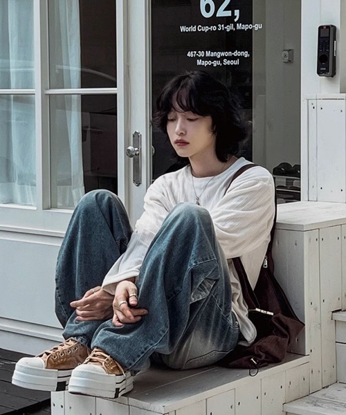 NOWLE(ノウル)の「【NOWLE】ベルベット ラウンドネック ロングスリーブ Tシャツ(Tシャツ/カットソー・メンズ・グレー/オフホワイト・LARGE/X-LARGE/MEDIUM)」の16枚目の写真