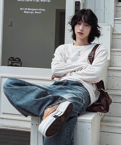 NOWLE(ノウル)の「【NOWLE】ベルベット ラウンドネック ロングスリーブ Tシャツ(Tシャツ/カットソー・メンズ・グレー/オフホワイト・LARGE/X-LARGE/MEDIUM)」の20枚目の写真