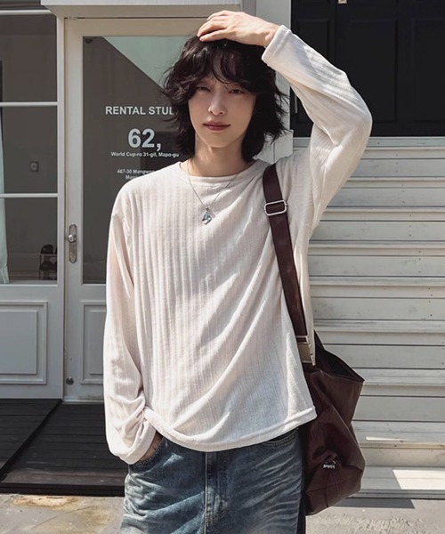 NOWLE(ノウル)の「【NOWLE】ベルベット ラウンドネック ロングスリーブ Tシャツ(Tシャツ/カットソー・メンズ・グレー/オフホワイト・LARGE/X-LARGE/MEDIUM)」の21枚目の写真
