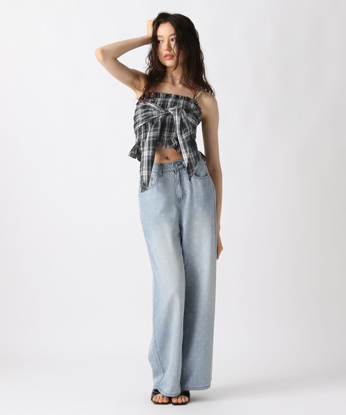 FOREVER 21（フォーエバー トゥエンティーワン）の「【2025SS】ドット柄デニムパンツ（デニムパンツ・レディース・ブルー/ブラック・SMALL/MEDIUM）」の6枚目の写真