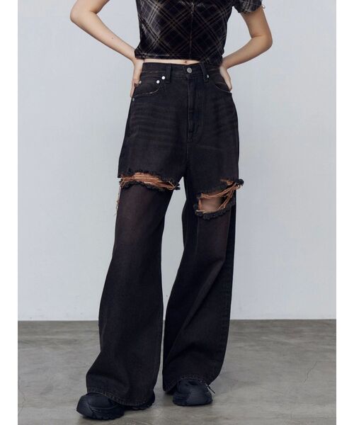 EMODA ダブルハイクラッシュジーンズ ダブルハイクラッシュジーンズ[品番：MKSW0065806]｜EMODA