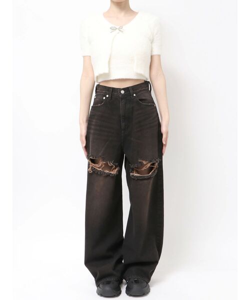 EMODA（エモダ）の「ダブルハイクラッシュジーンズ（デニムパンツ・レディース・ライトブルー/ブラック・SMALL/MEDIUM）」の18枚目の写真