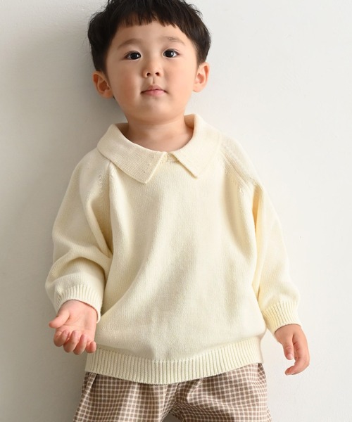 PUPPAPUPO(プッパプーポ)の「衿付き セーター ニット(ニット/セーター・キッズ・チャコール/アイボリー/モカ・90/100/80/110)」の1枚目の写真