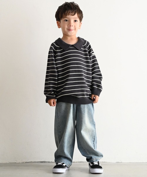 PUPPAPUPO(プッパプーポ)の「衿付き セーター ニット(ニット/セーター・キッズ・チャコール/アイボリー/モカ・90/100/80/110)」の22枚目の写真